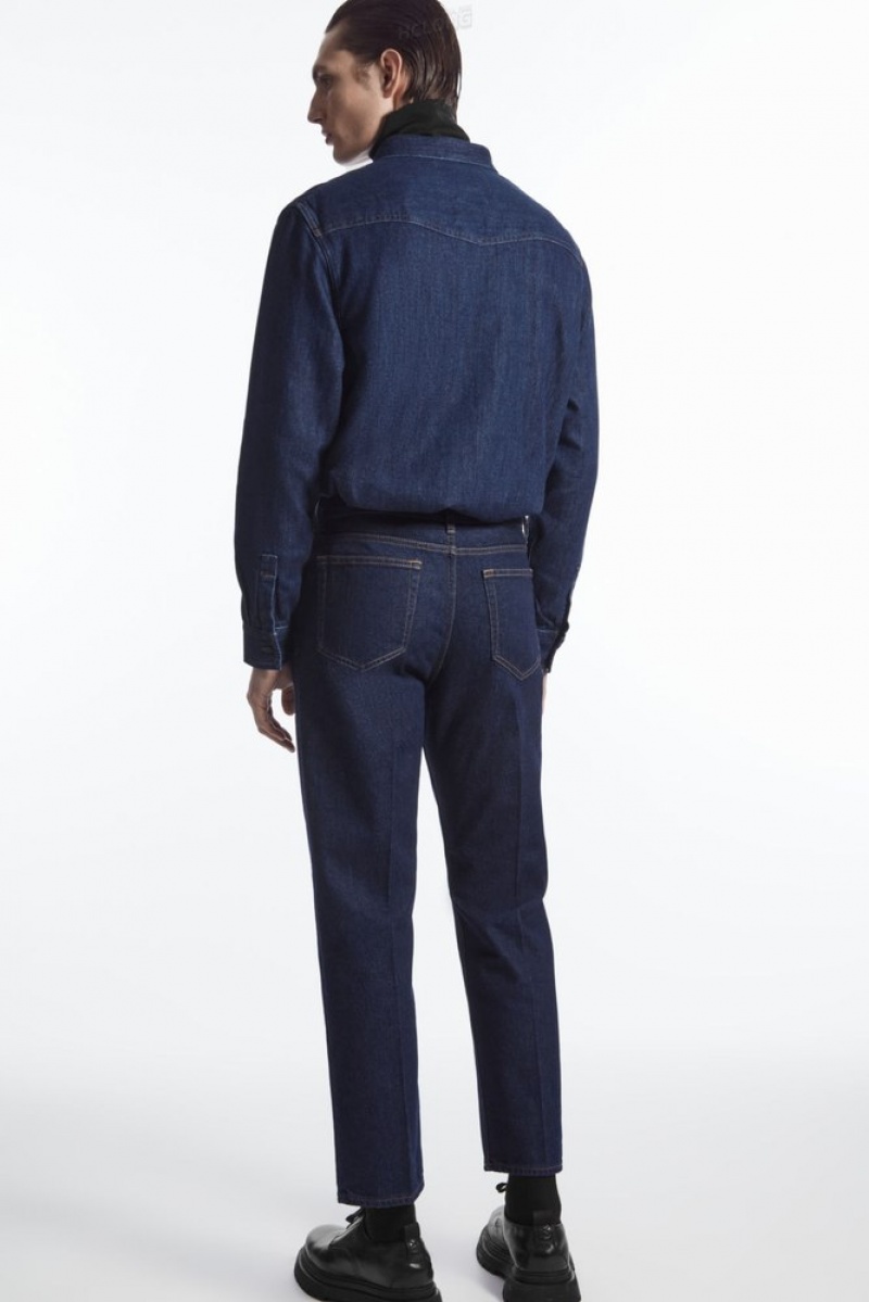 Dark Blue COS Skim Jeans - Straight/Cropped Trousers | 634982-QYW