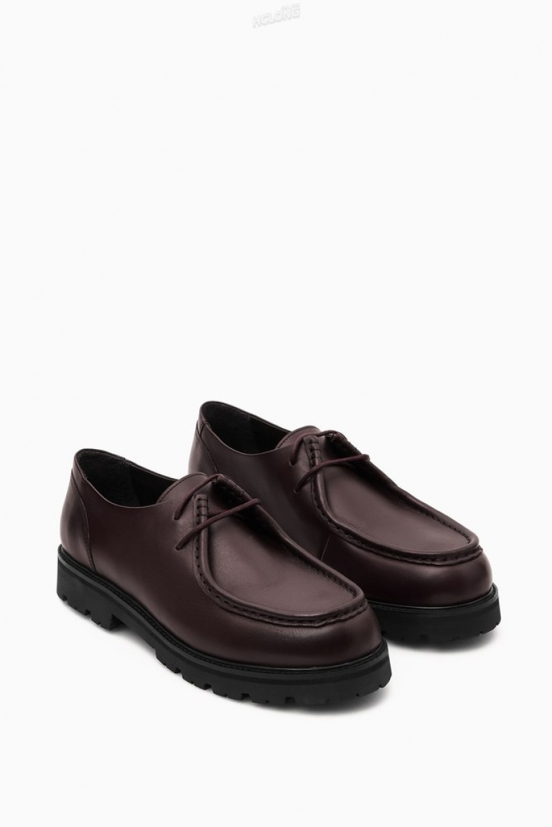 Dark Brown COS Chunky Leather Chukka Shoes Slip On Shoes | 816239-YBT