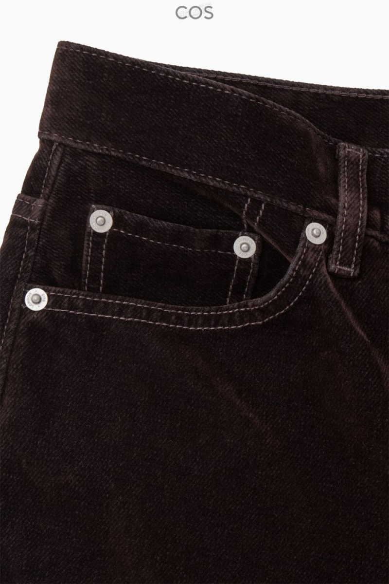 Dark Brown COS Column Flocked-Denim Jeans - Straight Jeans | 892637-RXD