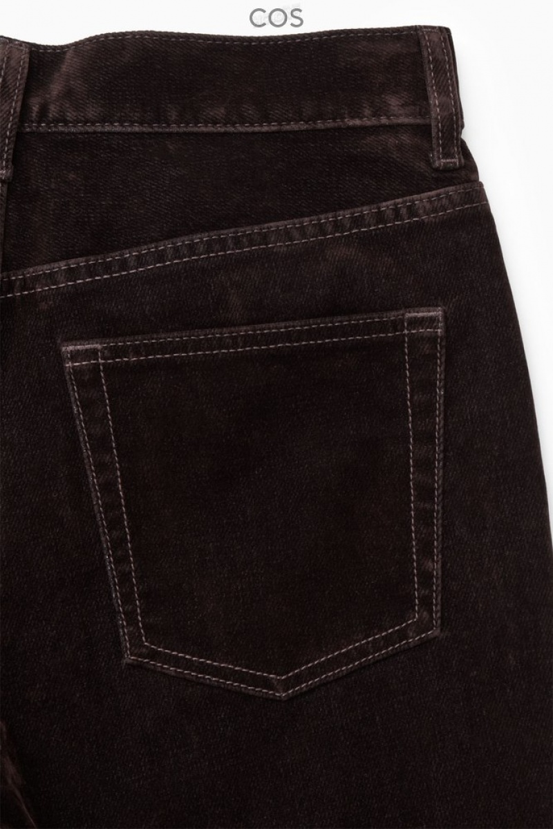 Dark Brown COS Column Flocked-Denim Jeans - Straight Jeans | 892637-RXD