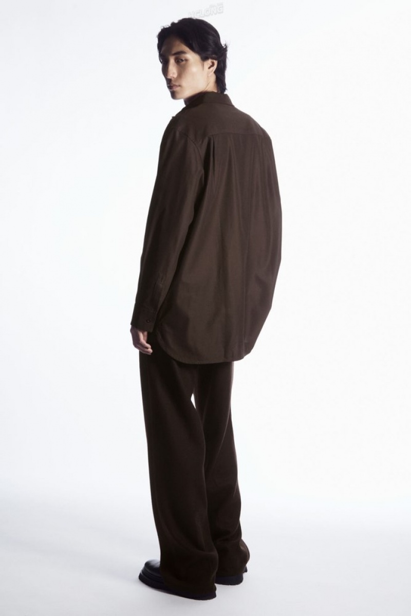 Dark Brown COS Oversized Cotton-Twill Shirt Shirts | 285014-RCV