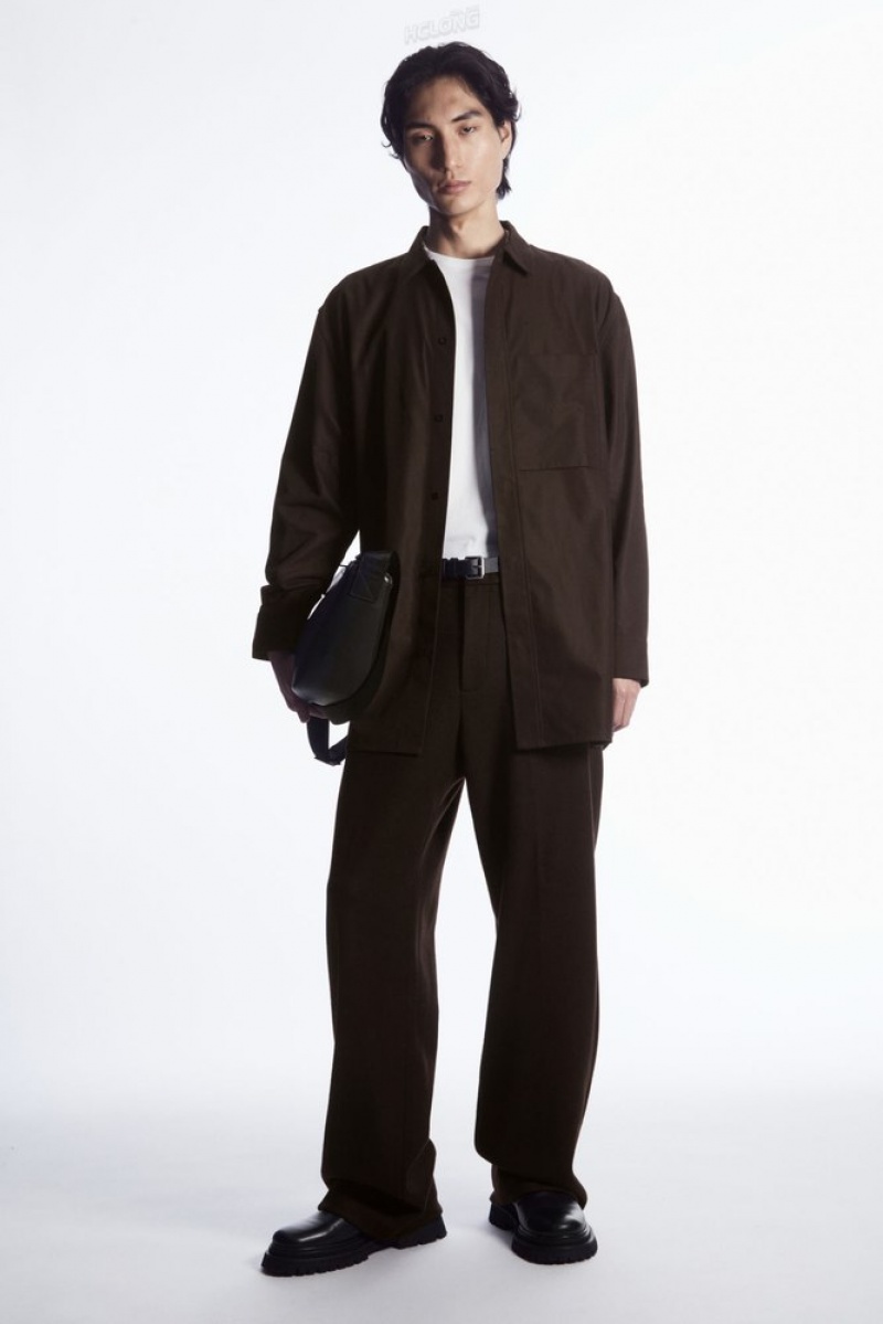 Dark Brown COS Oversized Cotton-Twill Shirt Shirts | 285014-RCV