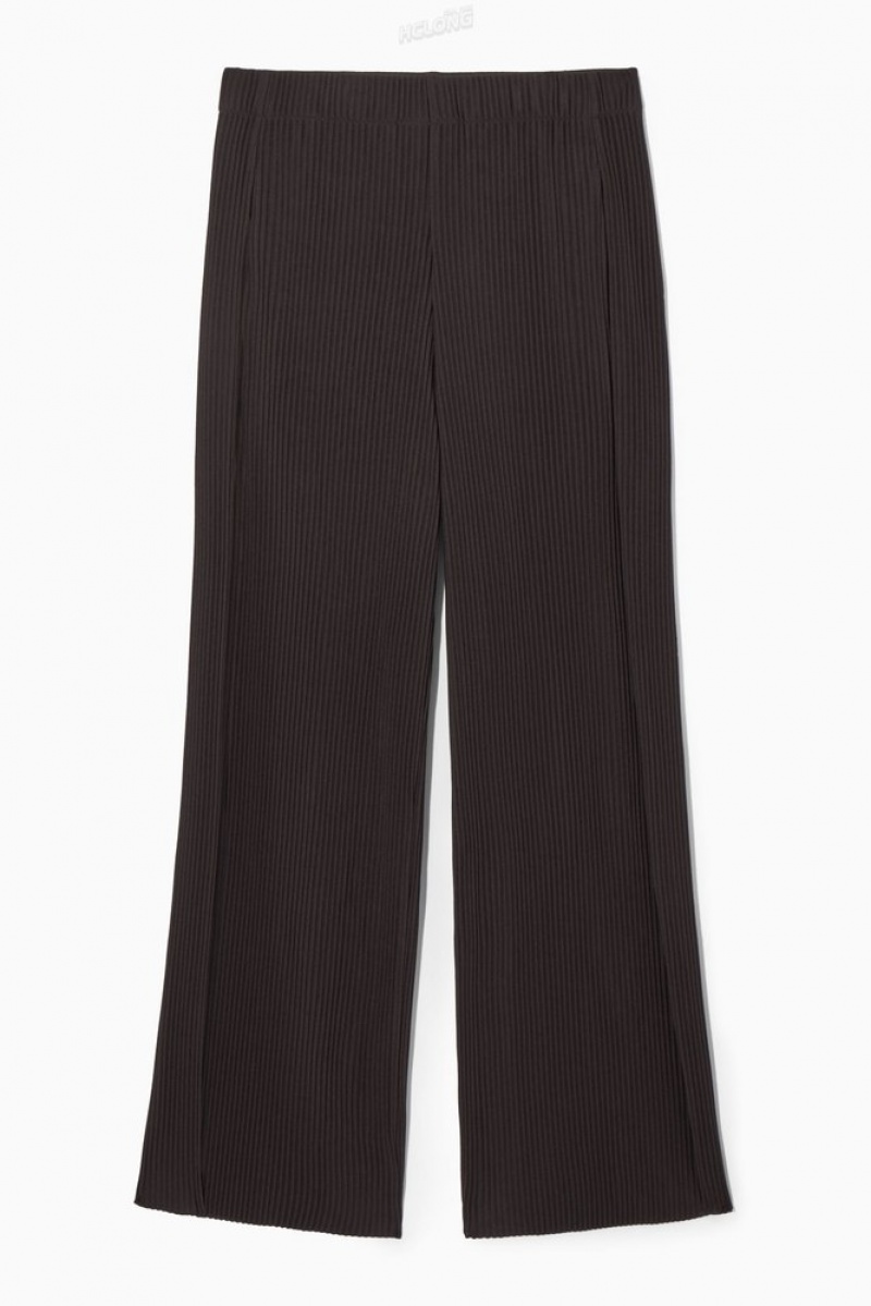 Dark Brown COS Pleated Wide-Leg Pants Pants | 316402-QJC