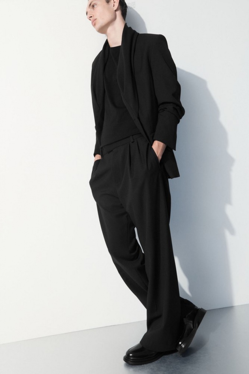 Dark Brown COS The Pleated Wool Pants Suit Pants | 726514-FGU