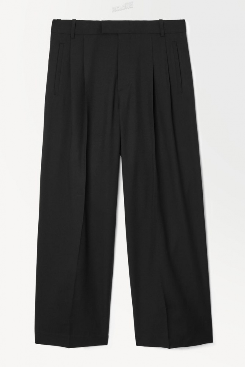 Dark Brown COS The Pleated Wool Pants Suit Pants | 726514-FGU