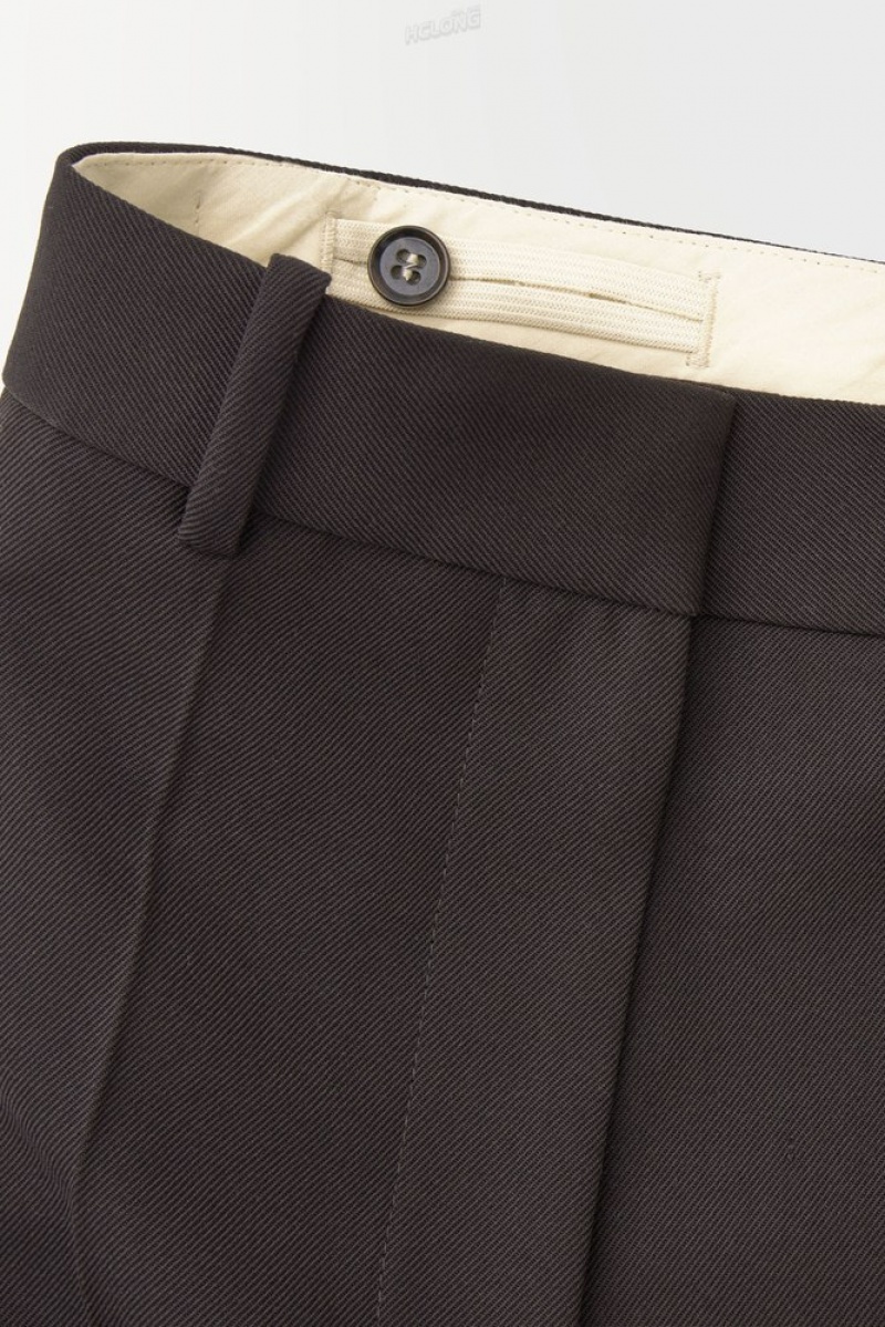 Dark Brown COS The Tuxedo-Stripe Trousers Pants | 324658-PKS