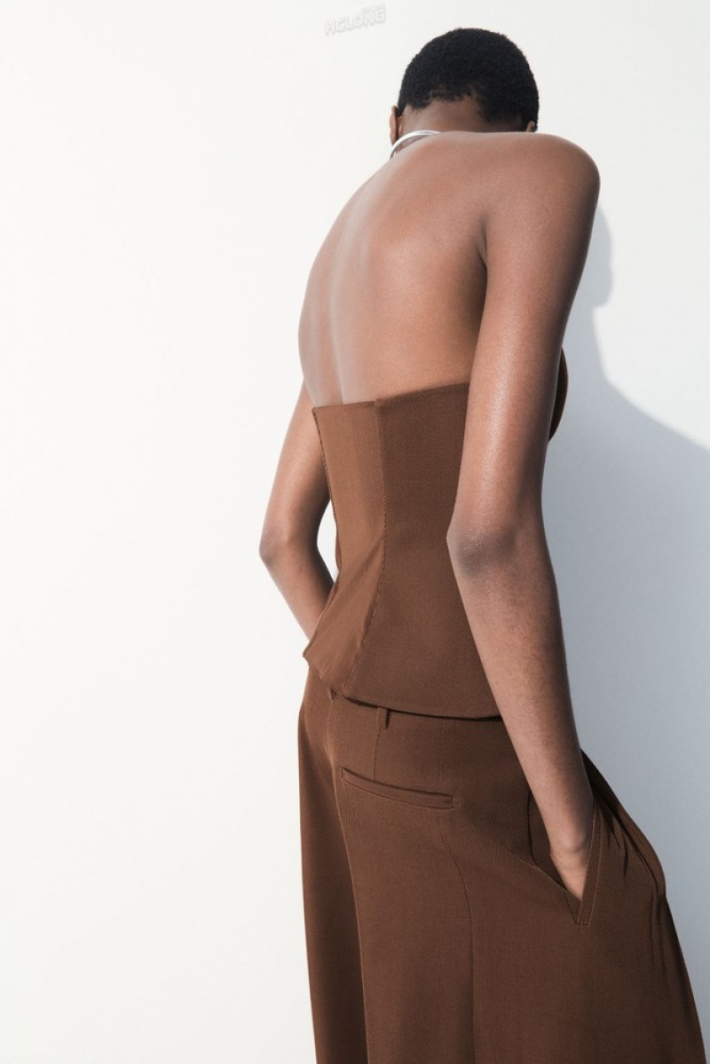 Dark Brown COS The Wool Bandeau Tops | 074369-RBL