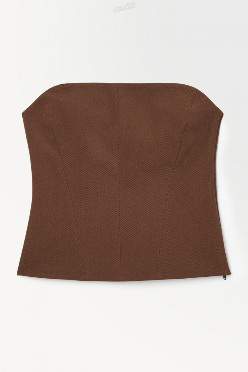 Dark Brown COS The Wool Bandeau Tops | 074369-RBL