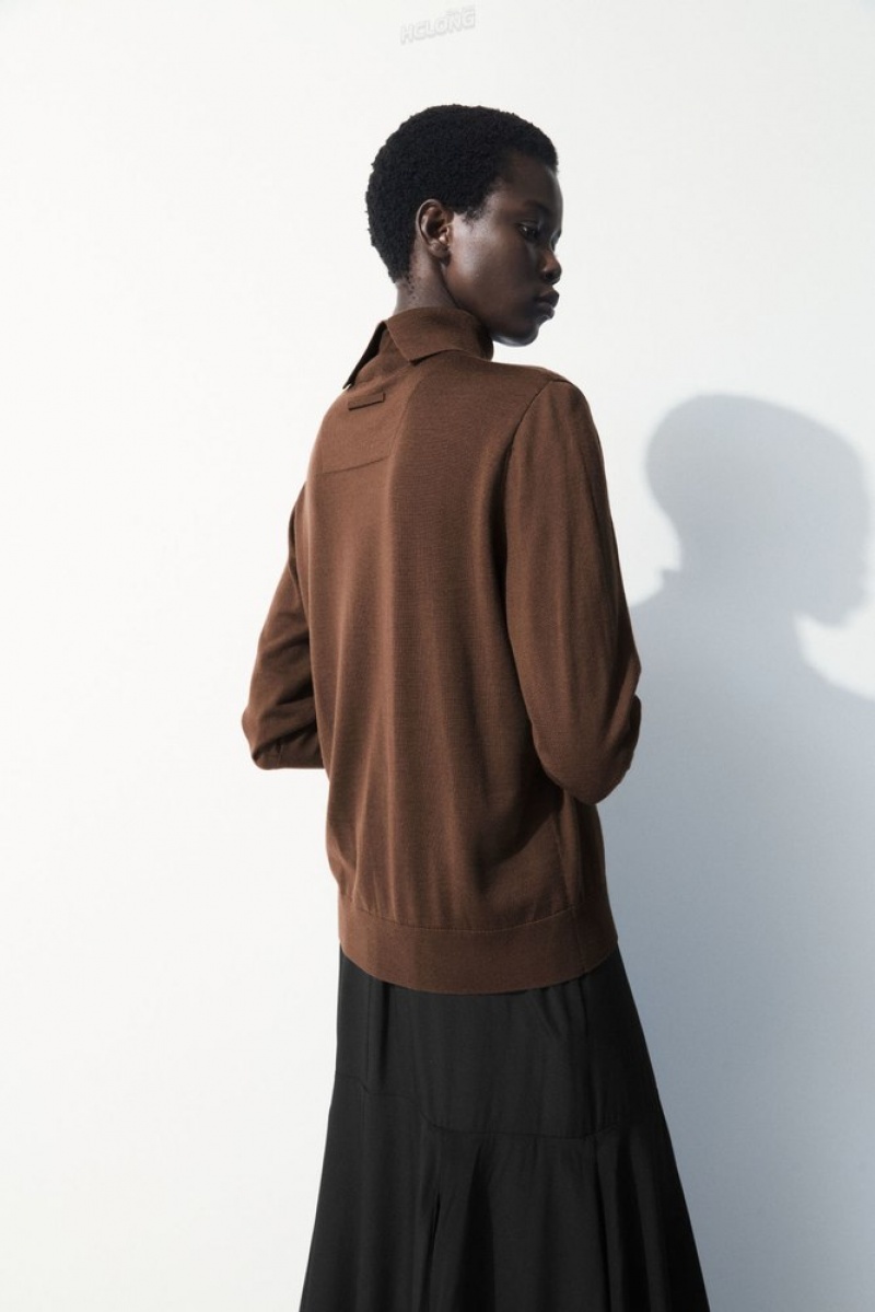 Dark Brown COS The Wool Roll-Neck Jumper Sweaters & Cardigans | 276418-TIG