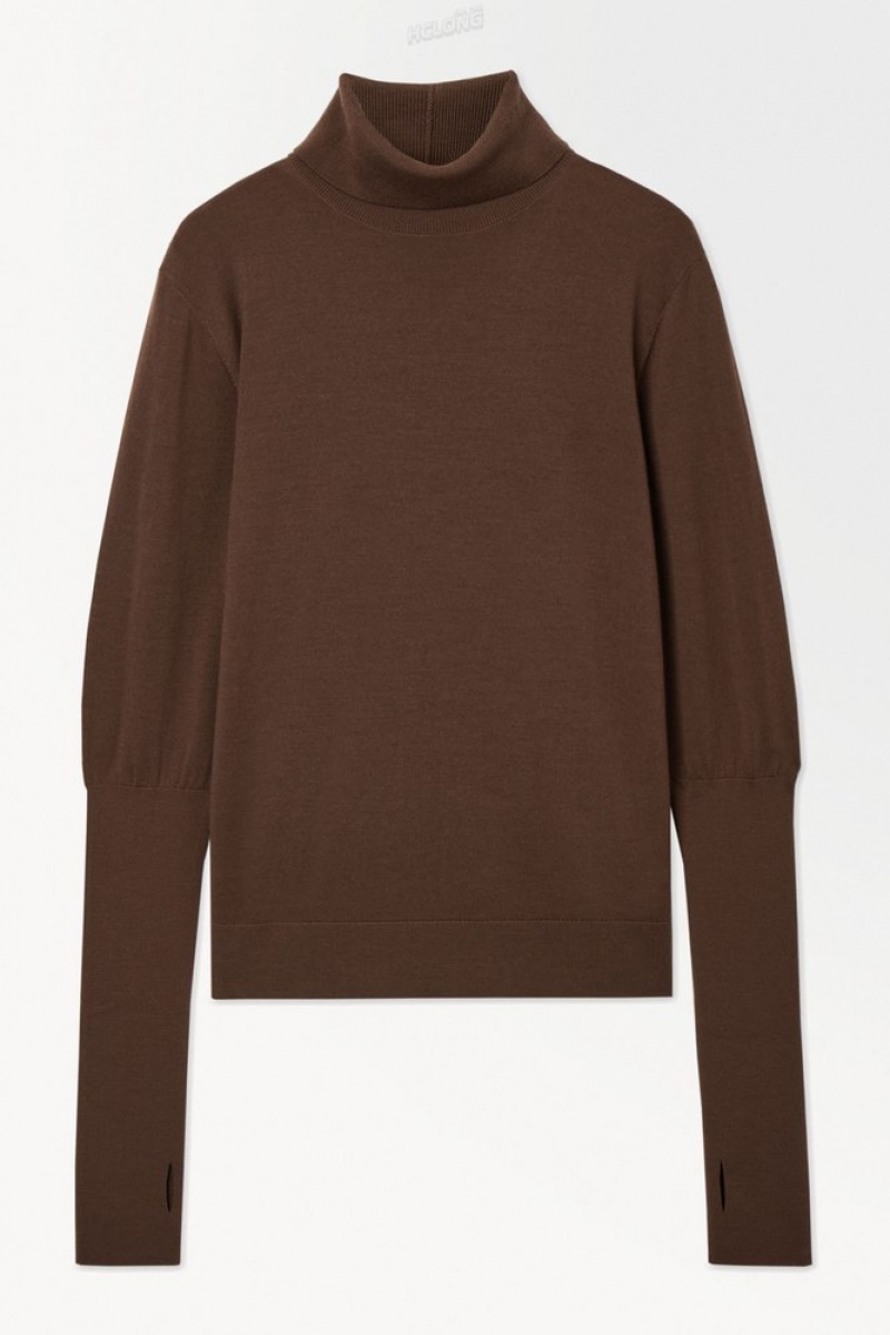 Dark Brown COS The Wool Roll-Neck Jumper Sweaters & Cardigans | 276418-TIG