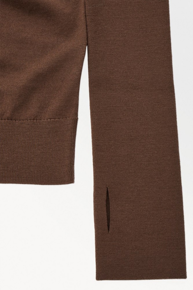 Dark Brown COS The Wool Roll-Neck Jumper Sweaters & Cardigans | 276418-TIG