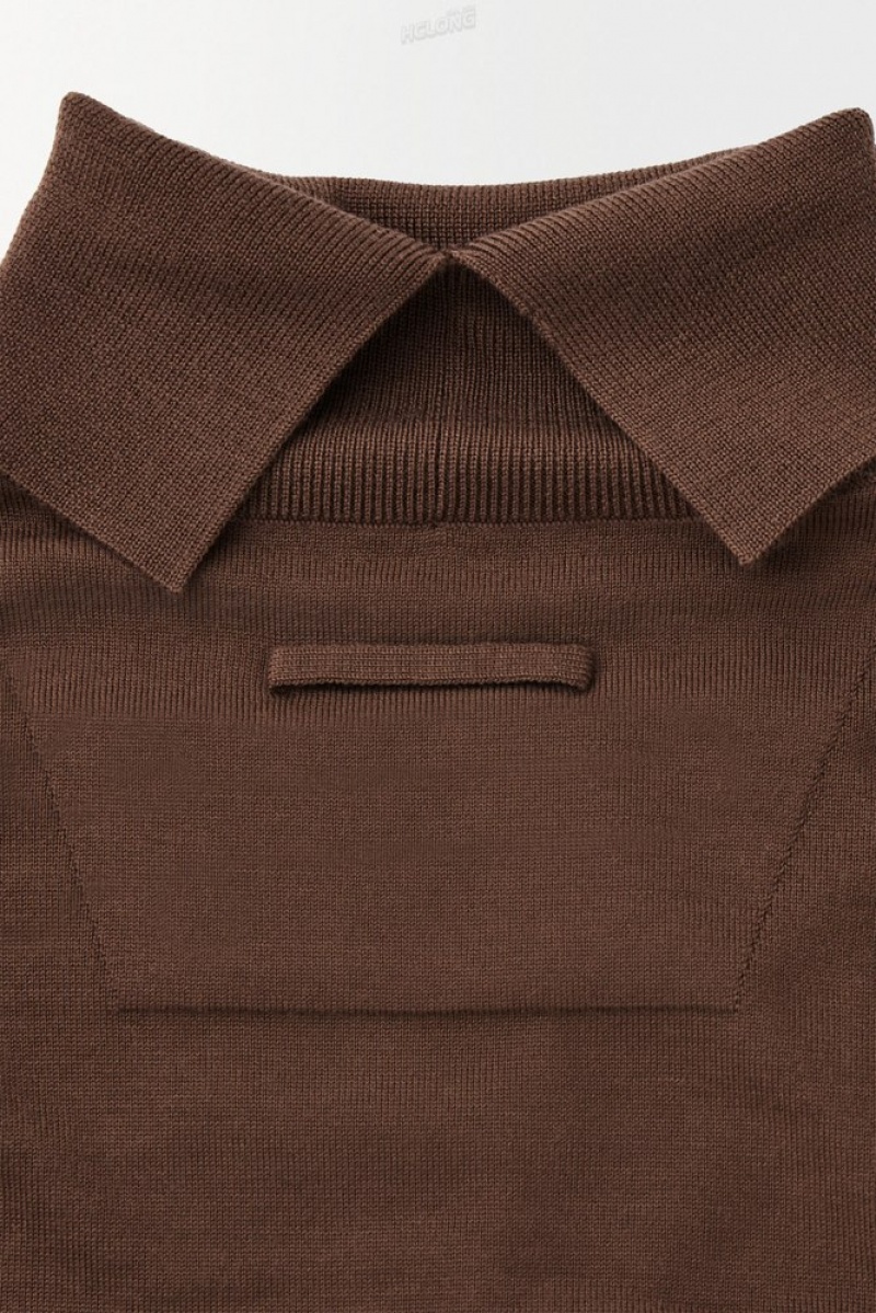 Dark Brown COS The Wool Roll-Neck Jumper Sweaters & Cardigans | 276418-TIG