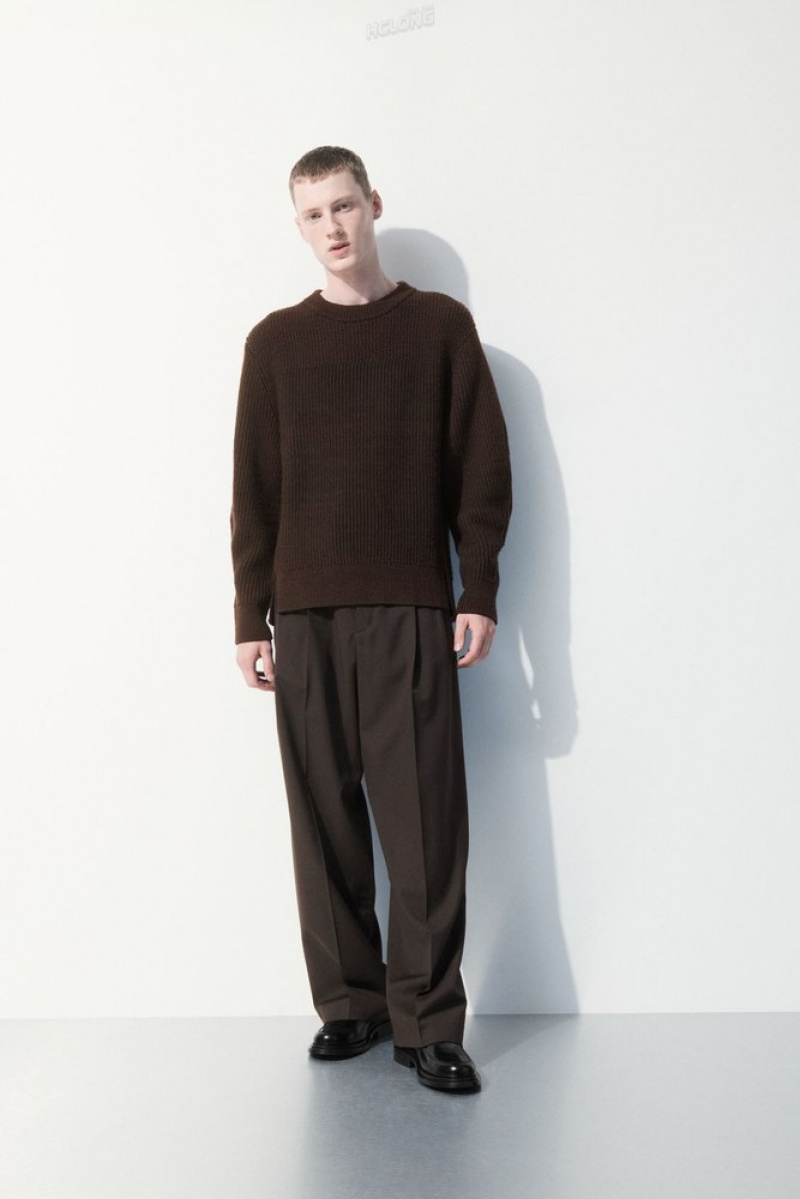 Dark Brown MéLange COS The Panelled Wool Jumper Sweaters & Cardigans | 381529-YDB