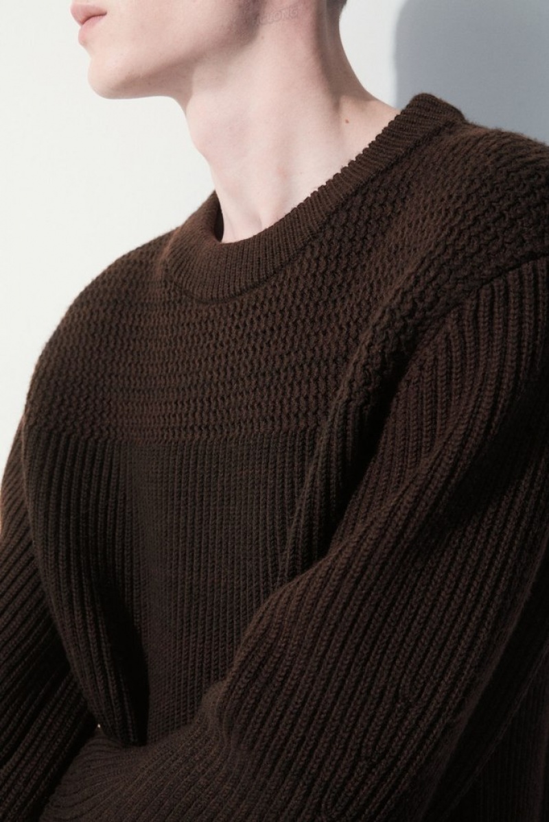 Dark Brown MéLange COS The Panelled Wool Jumper Sweaters & Cardigans | 381529-YDB