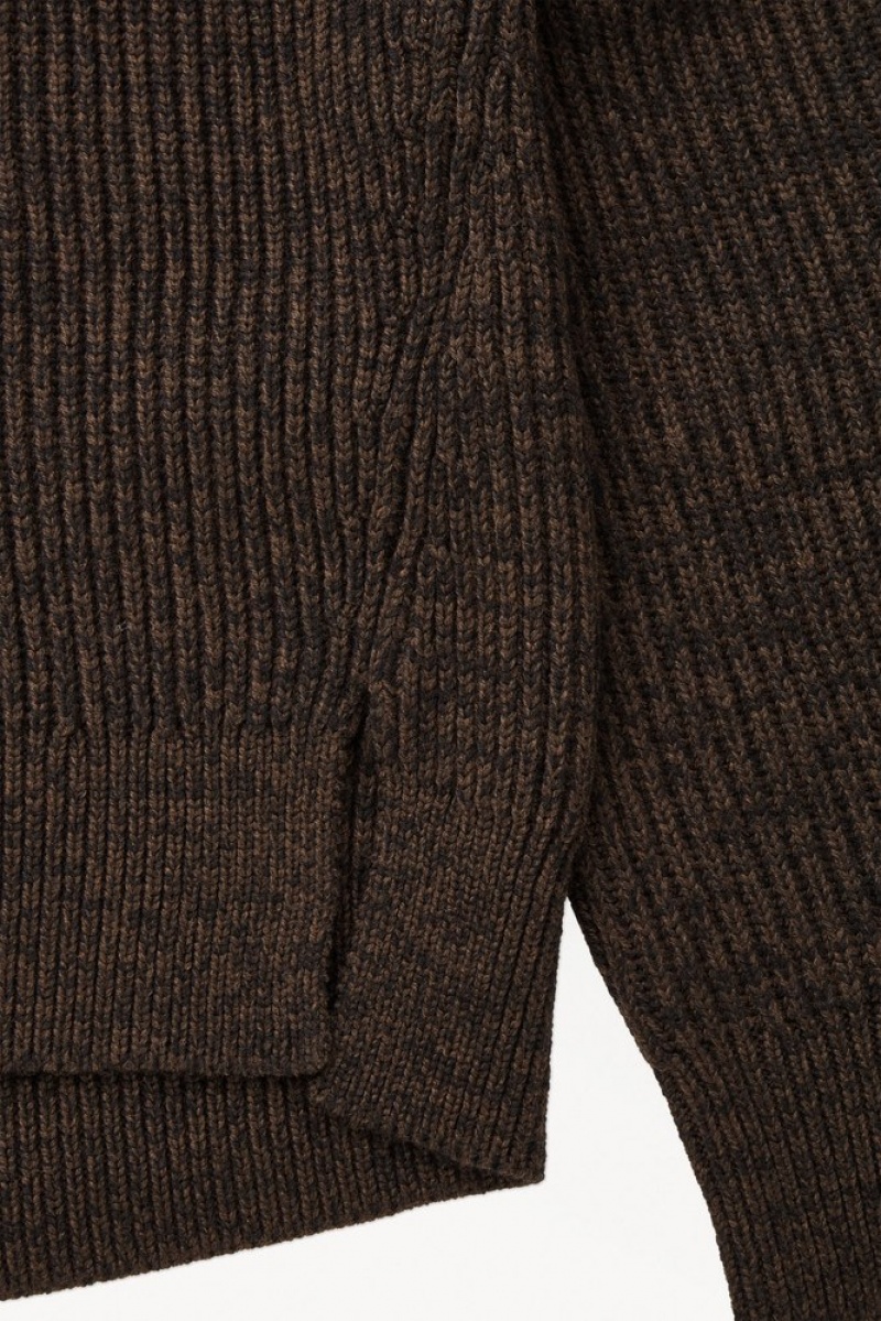 Dark Brown MéLange COS The Panelled Wool Jumper Sweaters & Cardigans | 381529-YDB