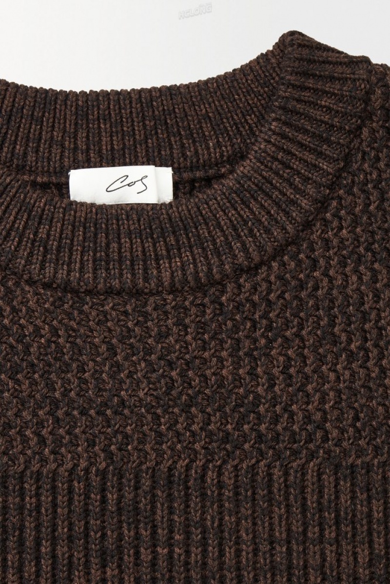 Dark Brown MéLange COS The Panelled Wool Jumper Sweaters & Cardigans | 381529-YDB