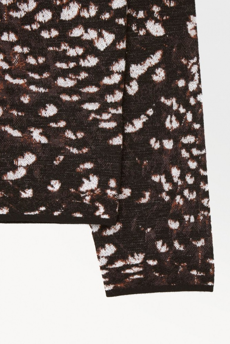 Dark Brown / Feather Print COS The Feather-Jacquard Jumper Sweaters & Cardigans | 760983-QPS