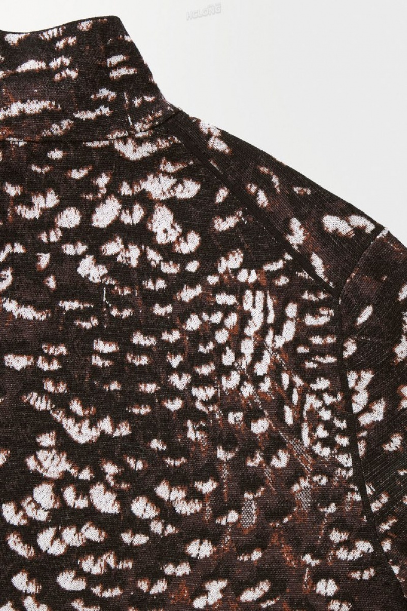 Dark Brown / Feather Print COS The Feather-Jacquard Jumper Sweaters & Cardigans | 760983-QPS