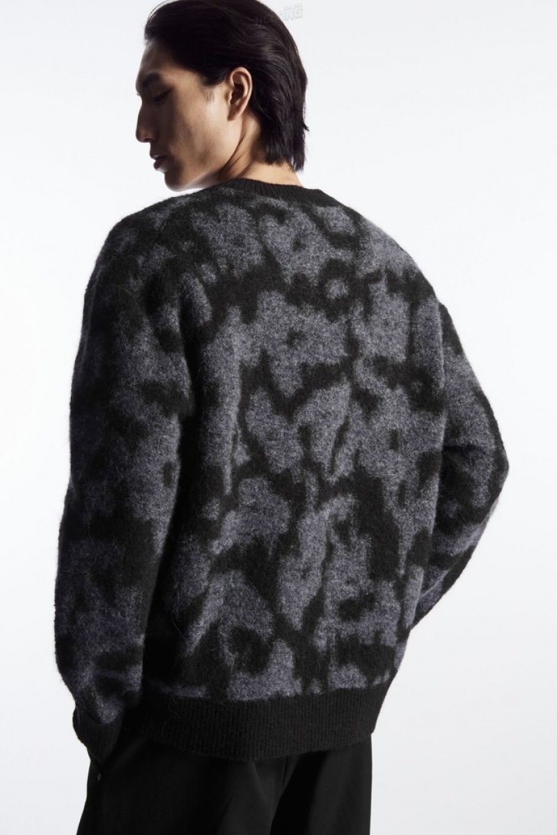 Dark Brown / Grey COS Animal-Jacquard Alpaca-Blend Jumper Sweaters & Cardigans | 670342-DOY