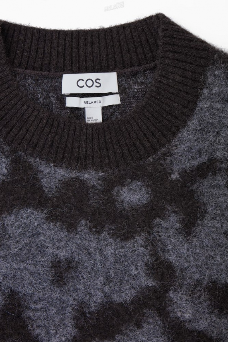 Dark Brown / Grey COS Animal-Jacquard Alpaca-Blend Jumper Sweaters & Cardigans | 670342-DOY