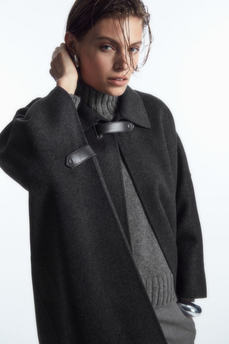 Dark Gray COS Double-Faced Wool Cape Coats & Jackets | 590437-PZM