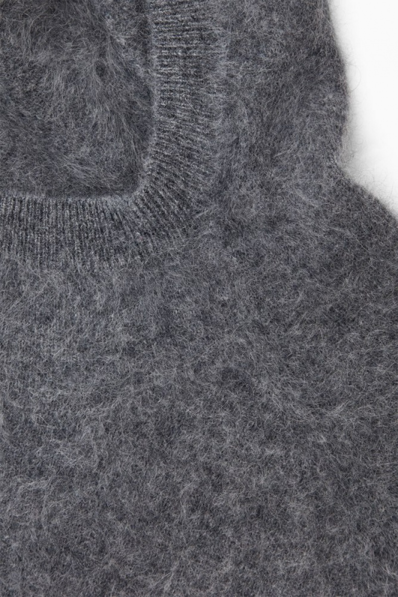 Dark Gray COS Textured Pure Cashmere Hoodie Sweaters & Cardigans | 190472-PQR