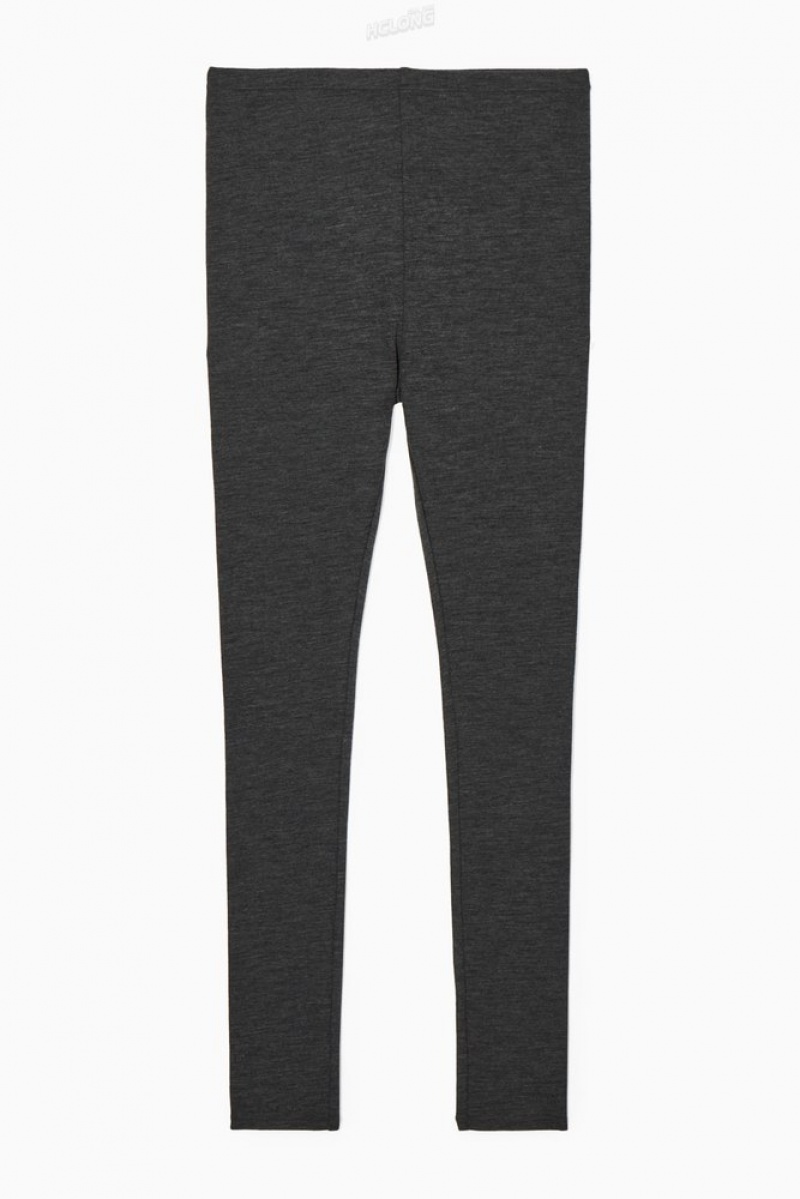 Dark Gray Melange COS Merino Wool Leggings Sweaters & Cardigans | 382609-NDQ