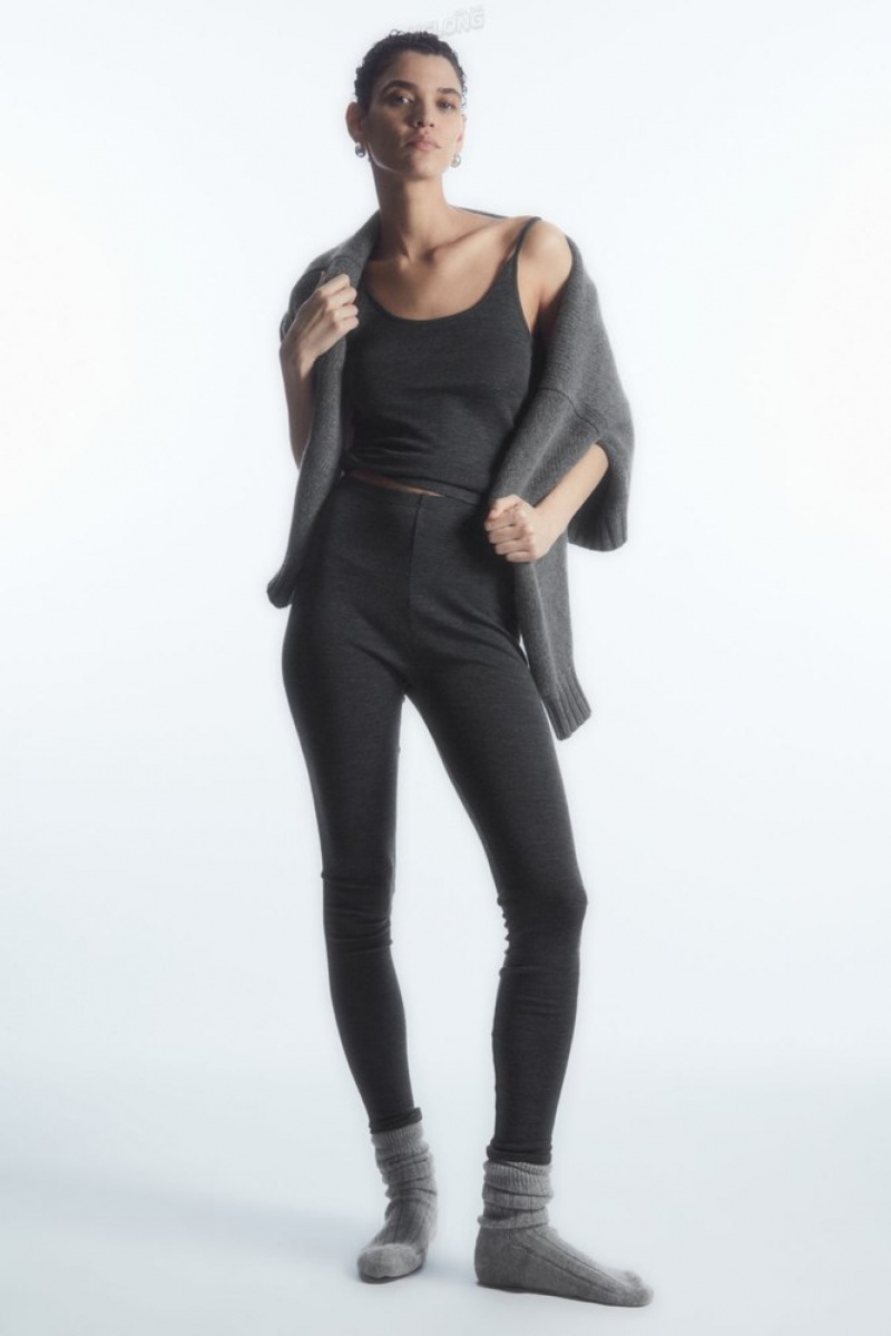 Dark Gray Melange COS Merino Wool Leggings Sweaters & Cardigans | 382609-NDQ