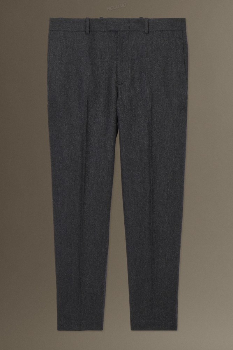 Dark Gray / Herringbone COS Herringbone Wool Pants - Straight Pants | 708394-WUO