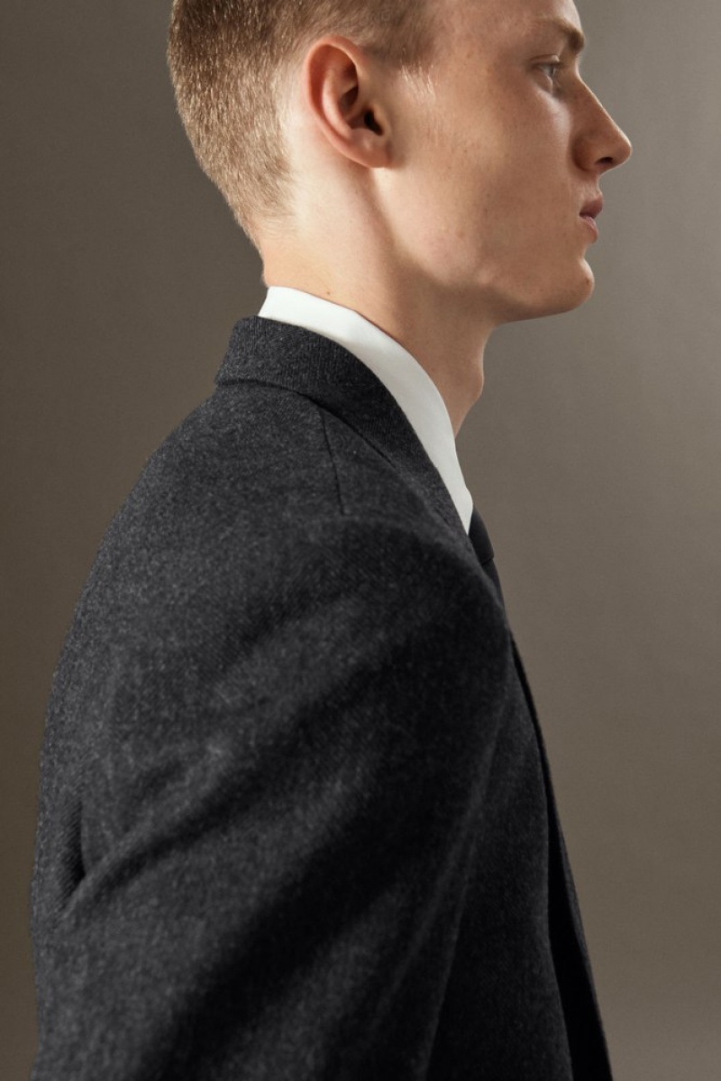 Dark Gray / Herringbone COS Herringbone Wool Blazer - Regular Blazers | 250689-VNS