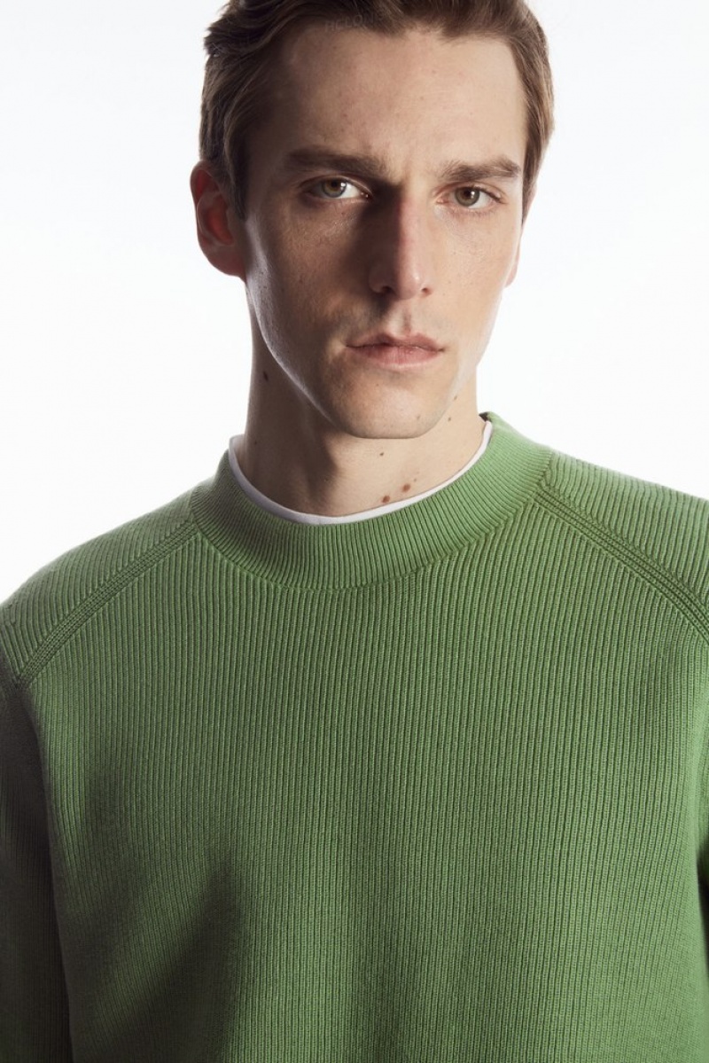 Dark Green COS Ribbed-Knit Jumper Knitwear | 784036-GHT