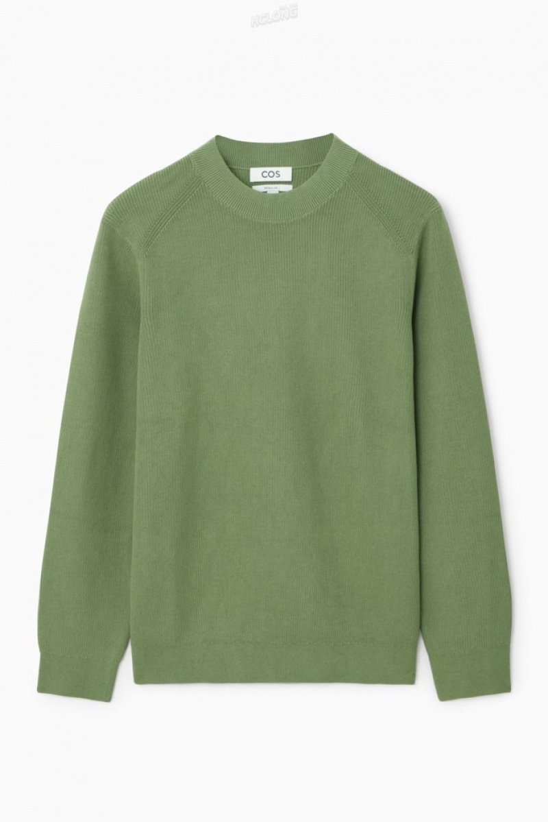 Dark Green COS Ribbed-Knit Jumper Knitwear | 784036-GHT