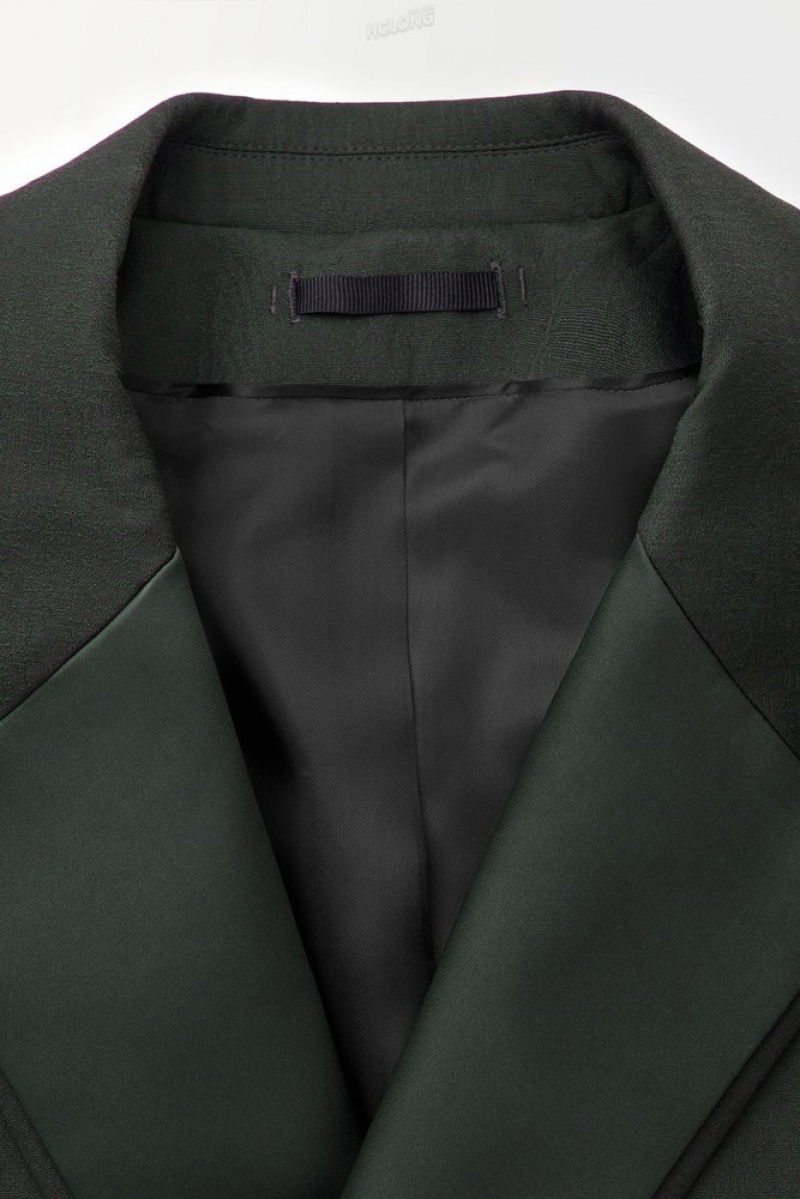 Dark Green COS The Double-Breasted Wool Tuxedo Jacket Coats & Jackets | 623501-JQF