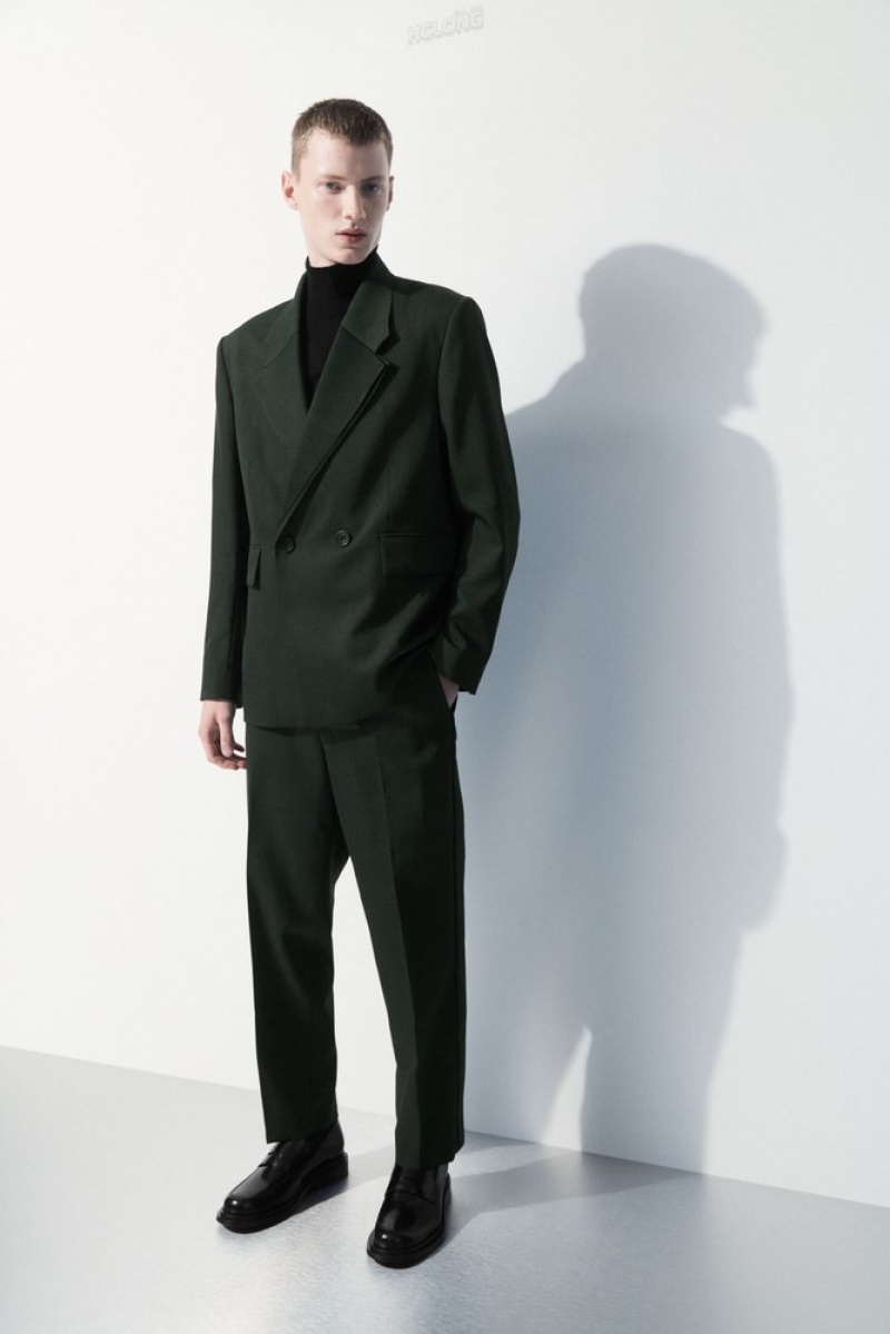 Dark Green COS The Double-Breasted Wool Tuxedo Jacket Coats & Jackets | 623501-JQF