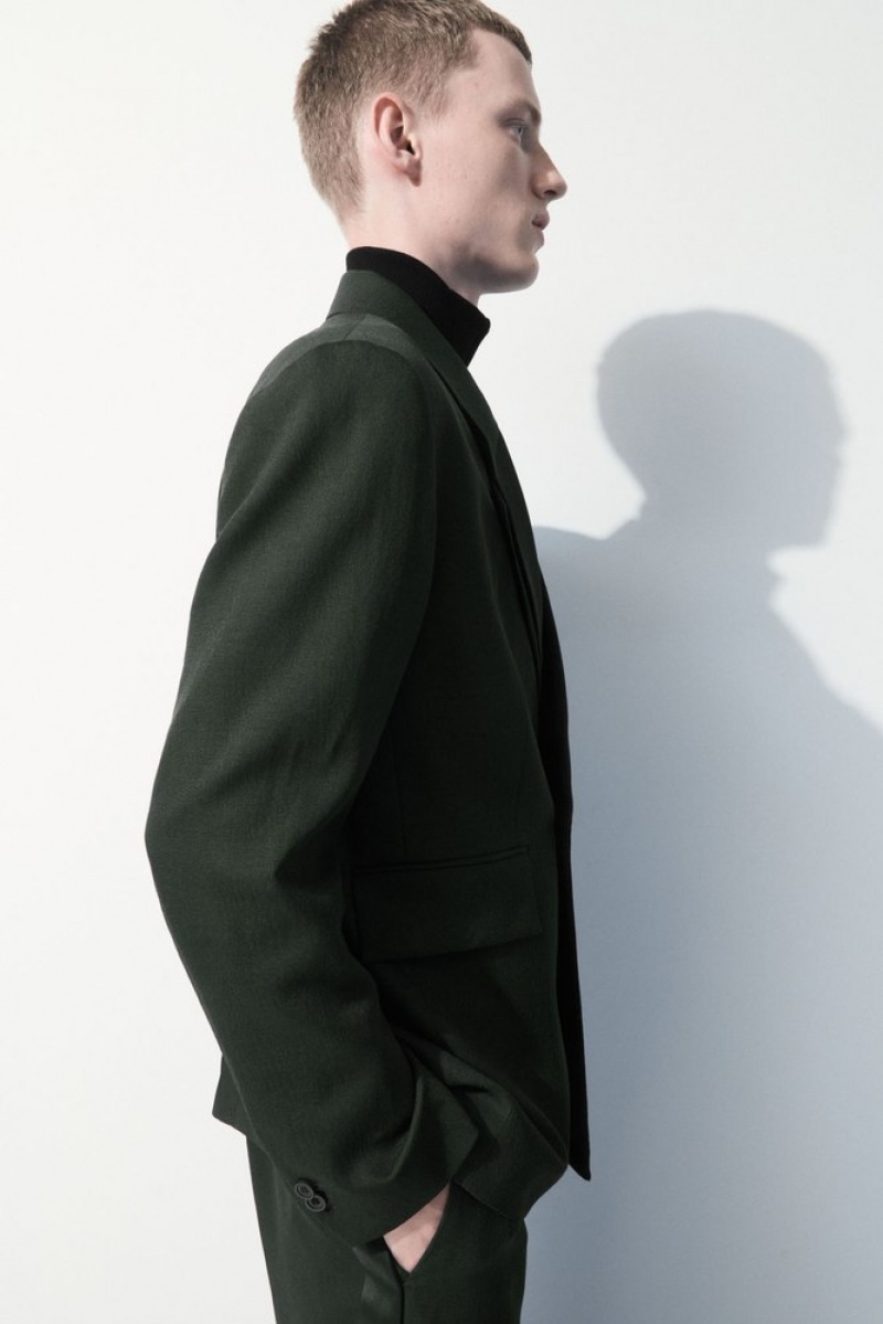 Dark Green COS The Double-Breasted Wool Tuxedo Jacket Coats & Jackets | 623501-JQF