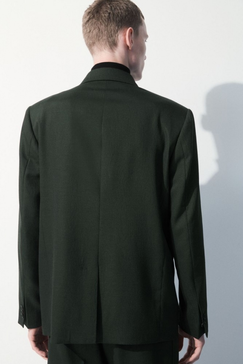 Dark Green COS The Double-Breasted Wool Tuxedo Jacket Coats & Jackets | 623501-JQF