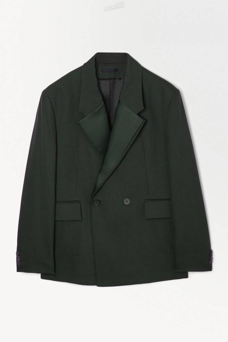 Dark Green COS The Double-Breasted Wool Tuxedo Jacket Coats & Jackets | 623501-JQF