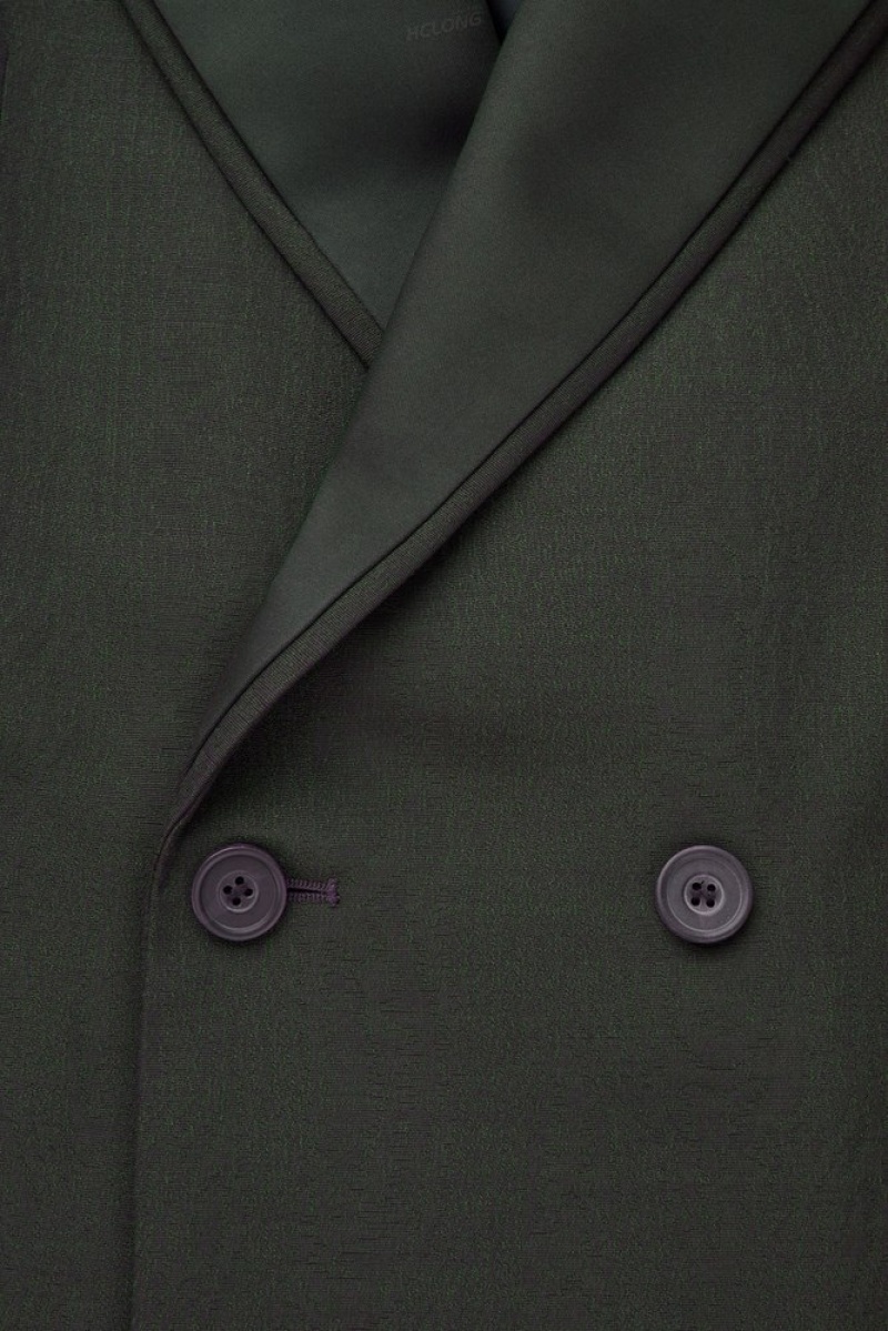 Dark Green COS The Double-Breasted Wool Tuxedo Jacket Coats & Jackets | 623501-JQF