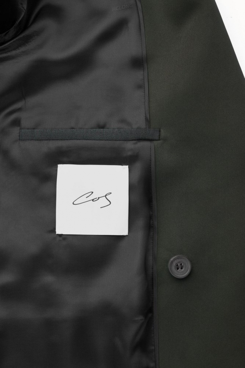 Dark Green COS The Double-Breasted Wool Tuxedo Jacket Coats & Jackets | 623501-JQF