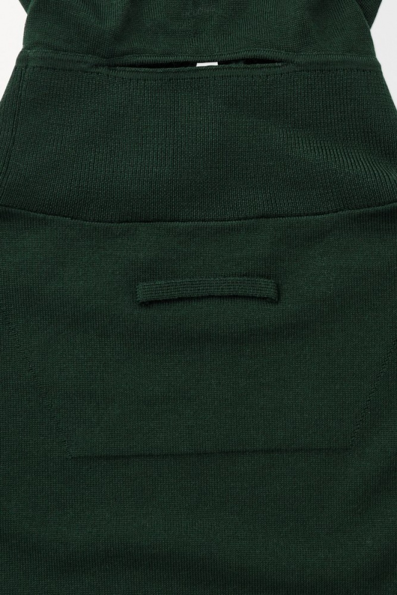 Dark Green COS The Hooded Wool Dress Dresses | 420369-VNL