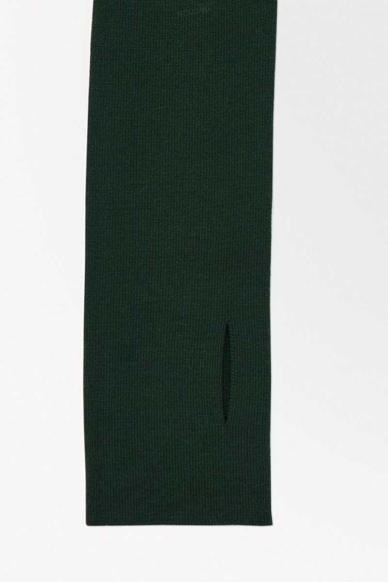 Dark Green COS The Hooded Wool Dress Dresses | 420369-VNL