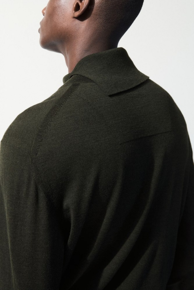 Dark Green COS The Merino Wool Roll-Neck Jumper Sweaters & Cardigans | 657130-SIO