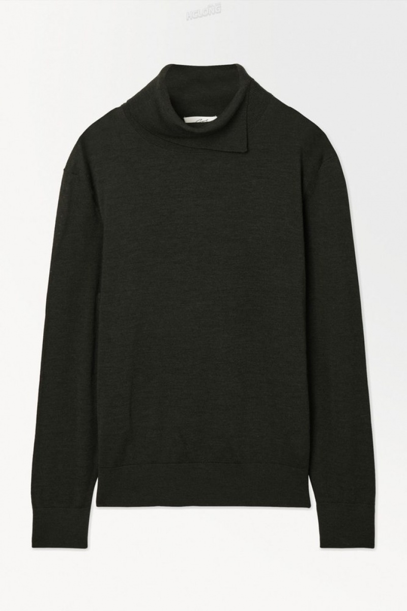 Dark Green COS The Merino Wool Roll-Neck Jumper Sweaters & Cardigans | 657130-SIO