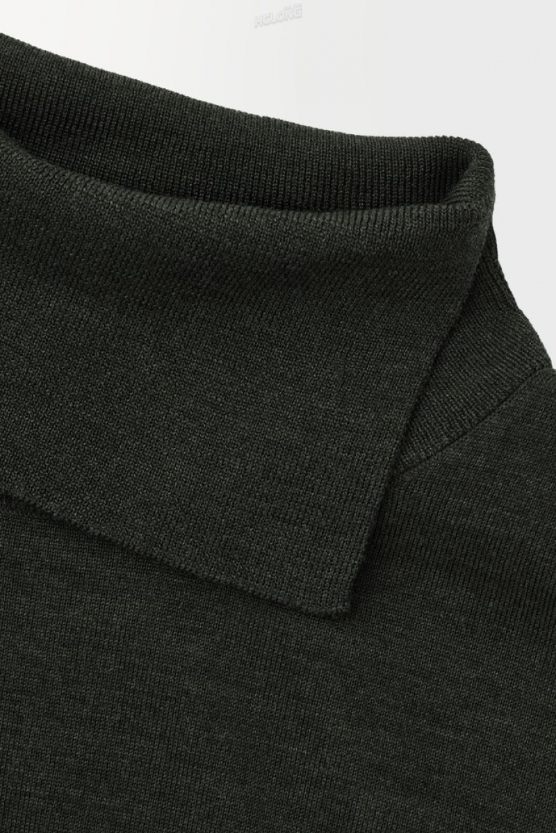 Dark Green COS The Merino Wool Roll-Neck Jumper Sweaters & Cardigans | 657130-SIO