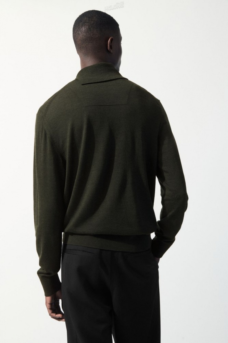 Dark Green COS The Merino Wool Roll-Neck Jumper Sweaters & Cardigans | 371249-VQL