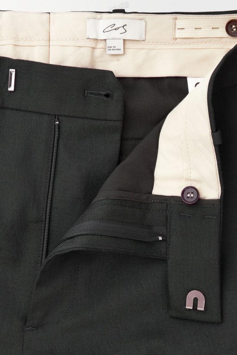 Dark Green COS The Wool Tuxedo Trousers Pants | 412856-NDI