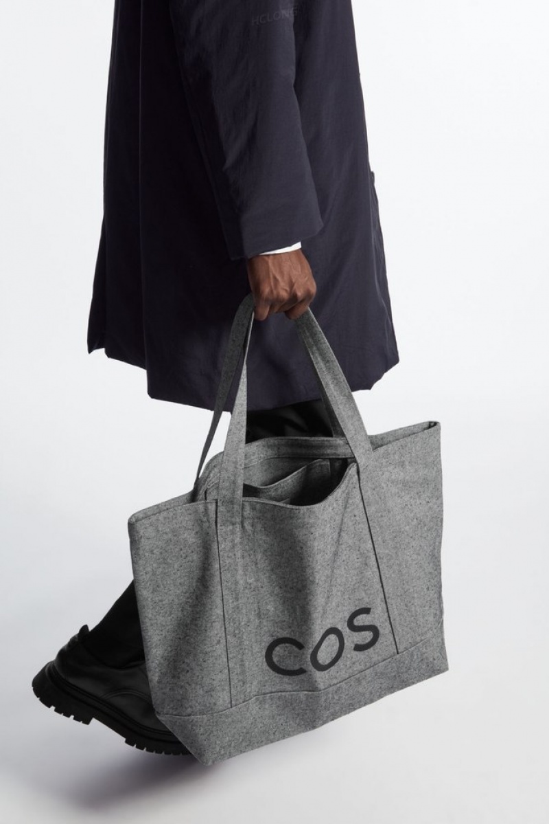 Dark Grey COS Cos Utility Tote - Canvas Bags & Wallets | 340827-YTJ