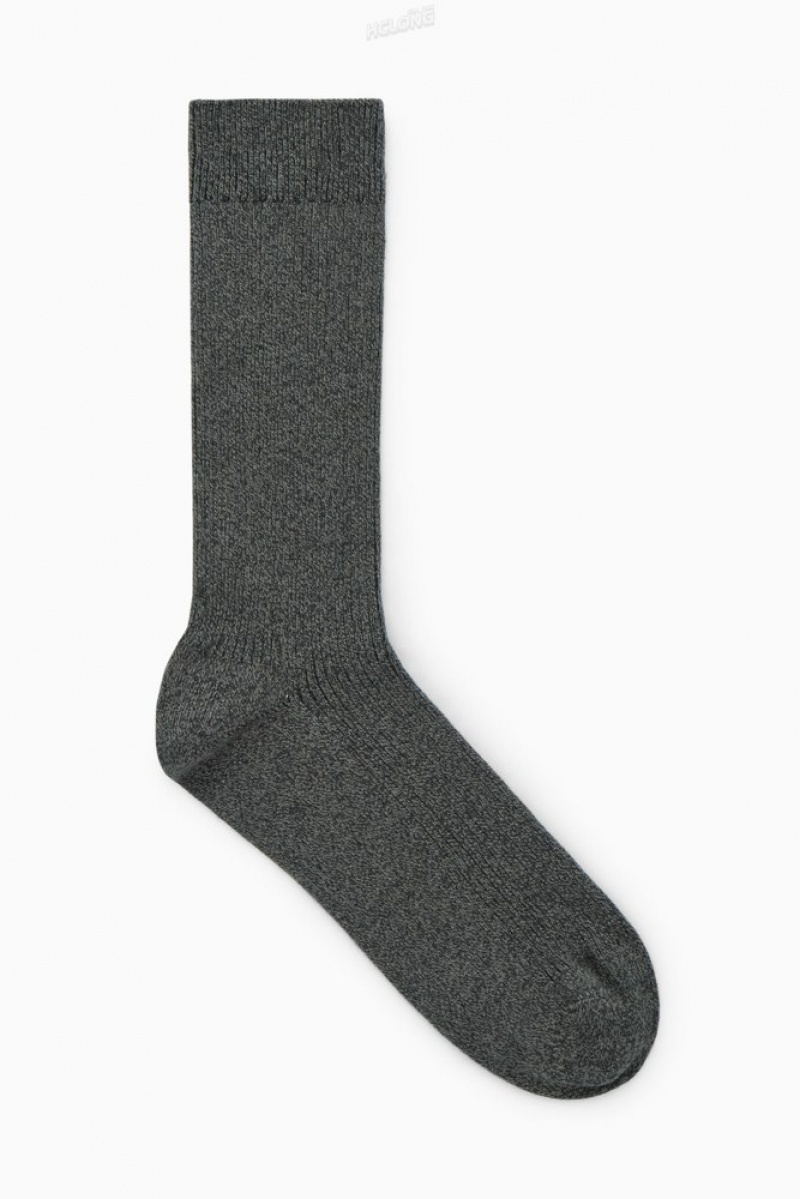 Dark Grey COS Ribbed Socks Socks | 097813-PHT