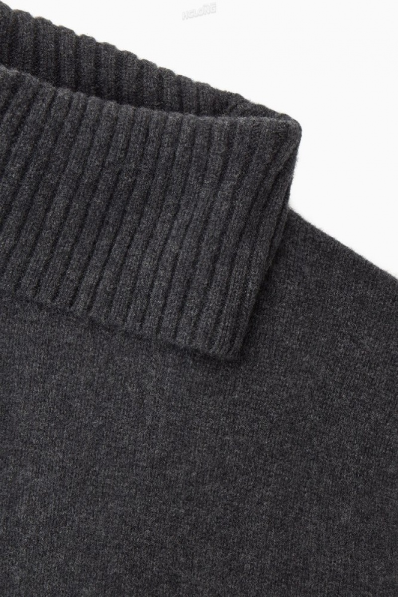 Dark Grey MéLange COS High-Neck Pure Cashmere Vest Tops | 203974-XOU