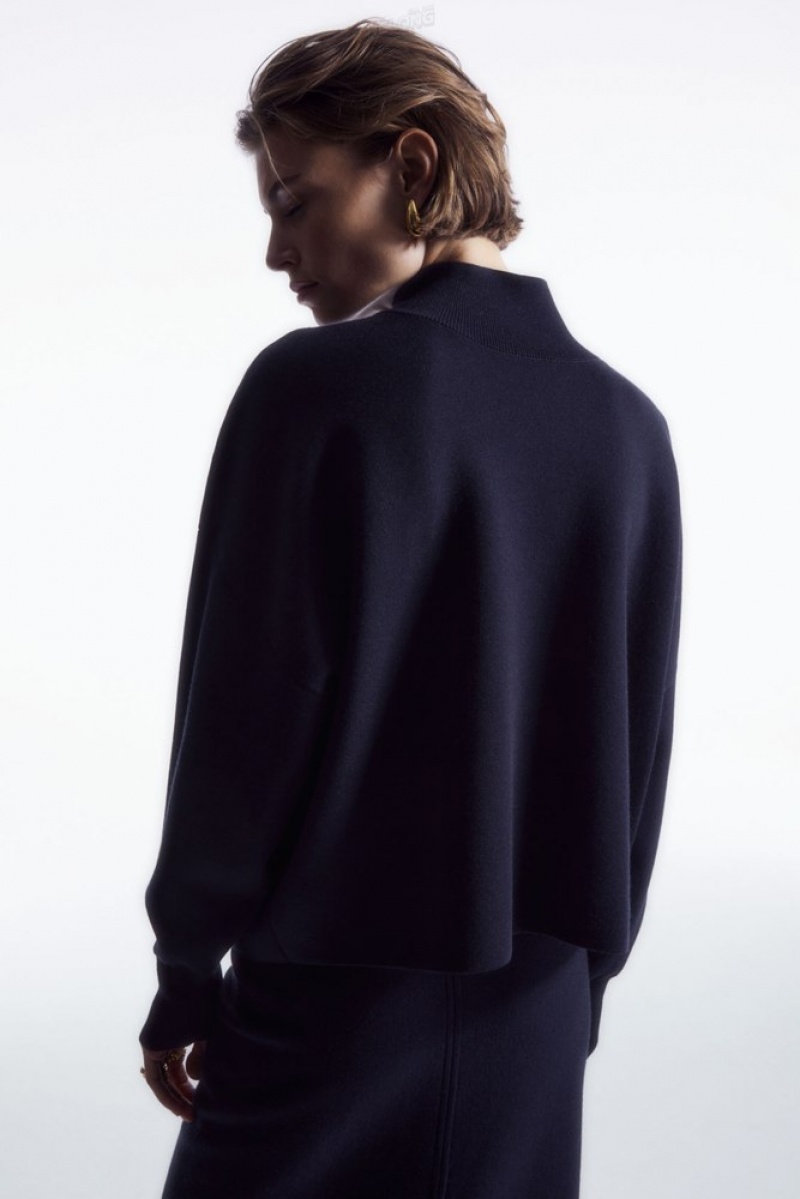 Dark Navy COS Double-Faced Wool Turtleneck Sweater Sweaters & Cardigans | 864175-VAF